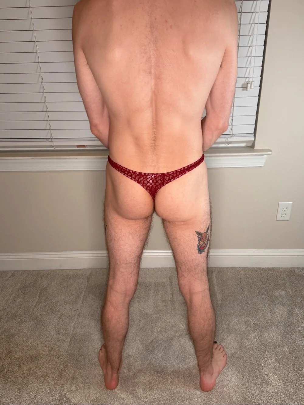 Men's Red Lace Low-Rise Thong Underwear